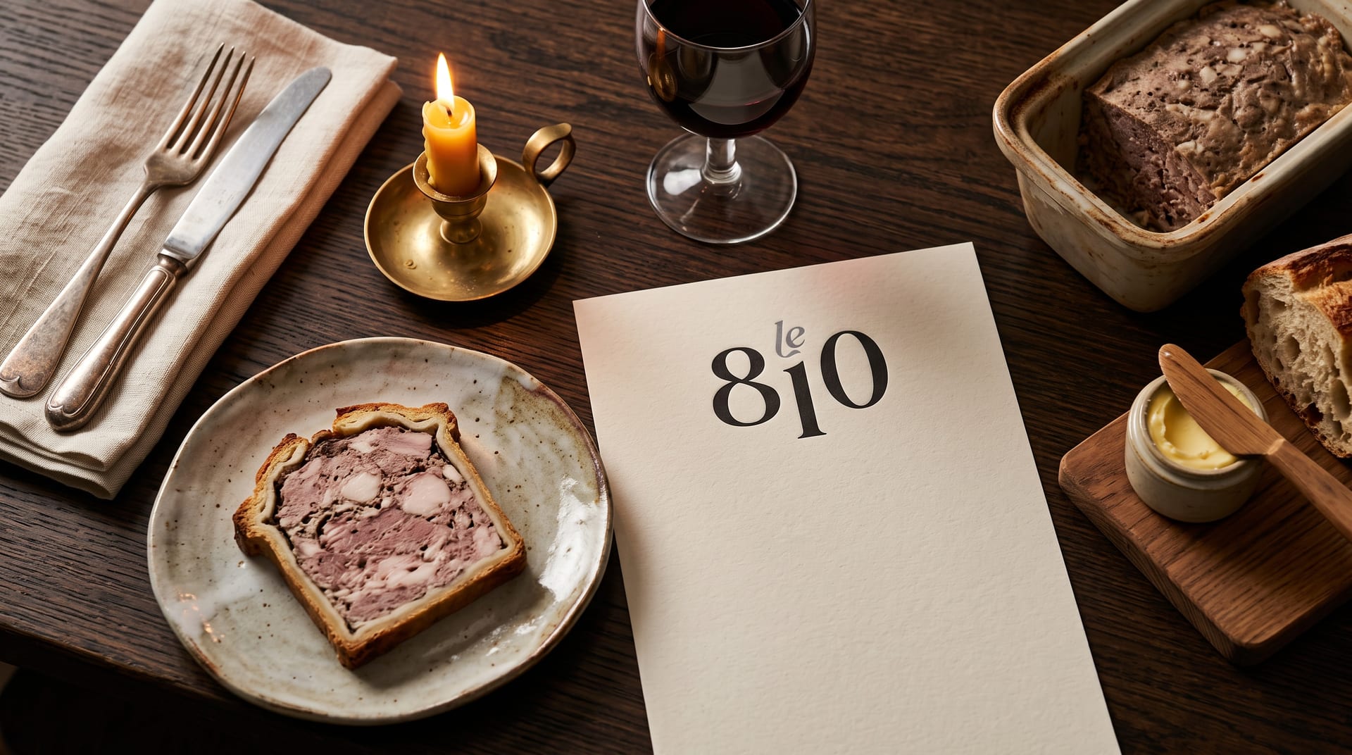 La carte, sur la table : mise en situation du logo Le 810
