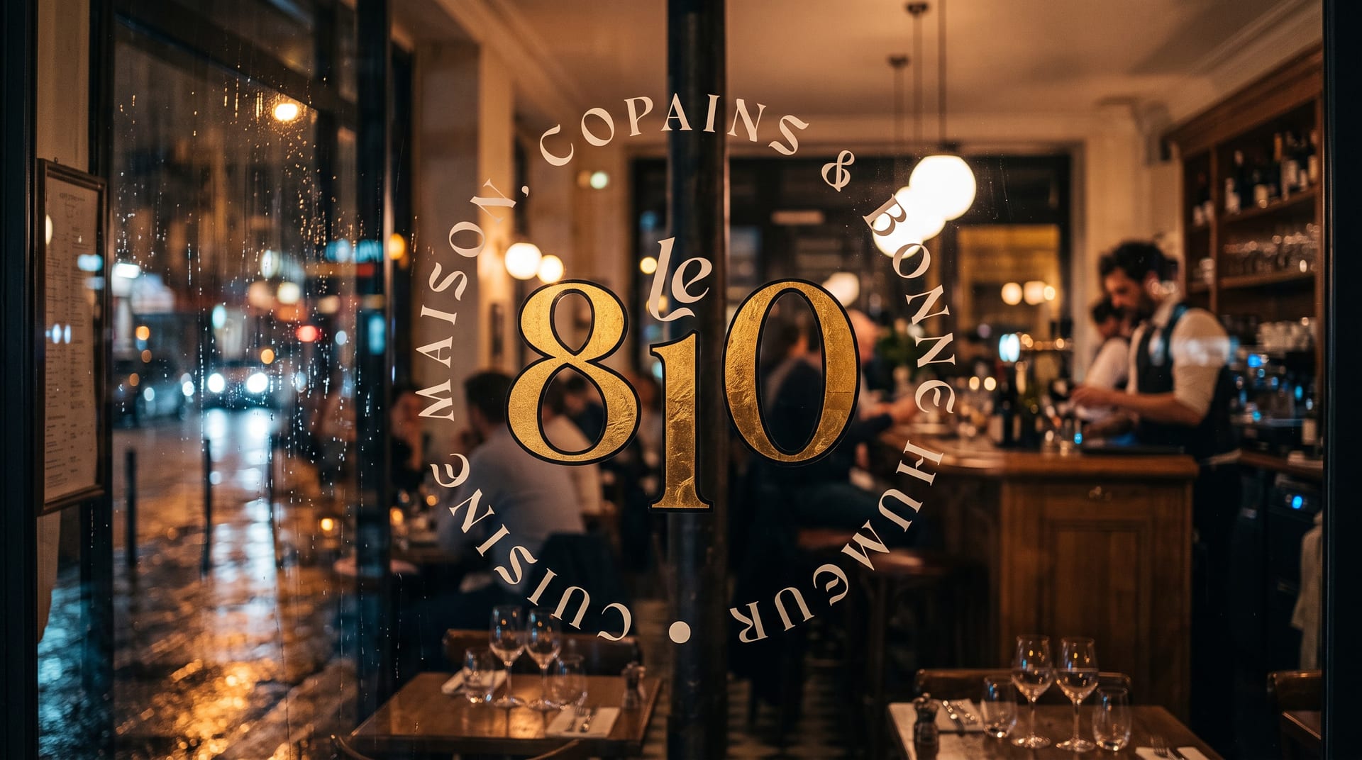 La vitrine dorée : mise en situation du logo Le 810