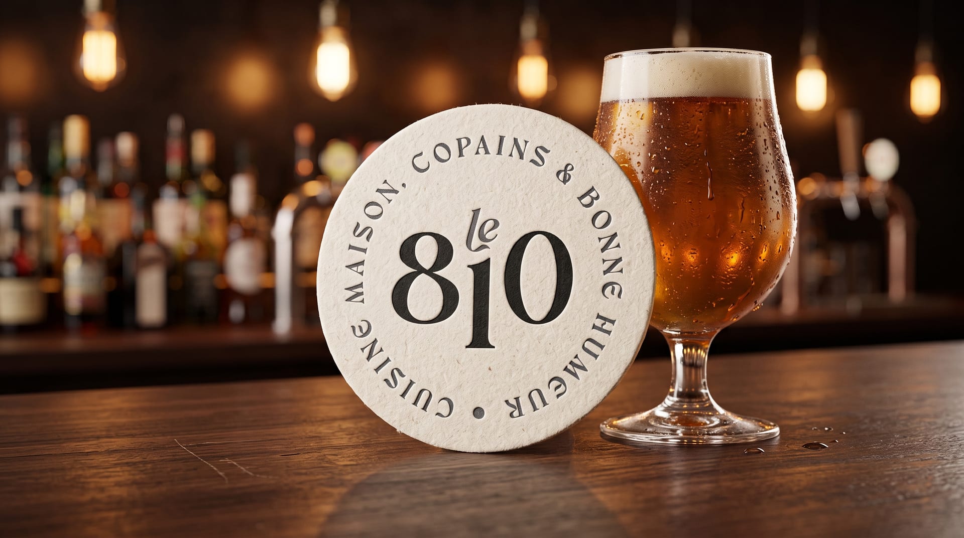 Le sous-bock : mise en situation du logo Le 810