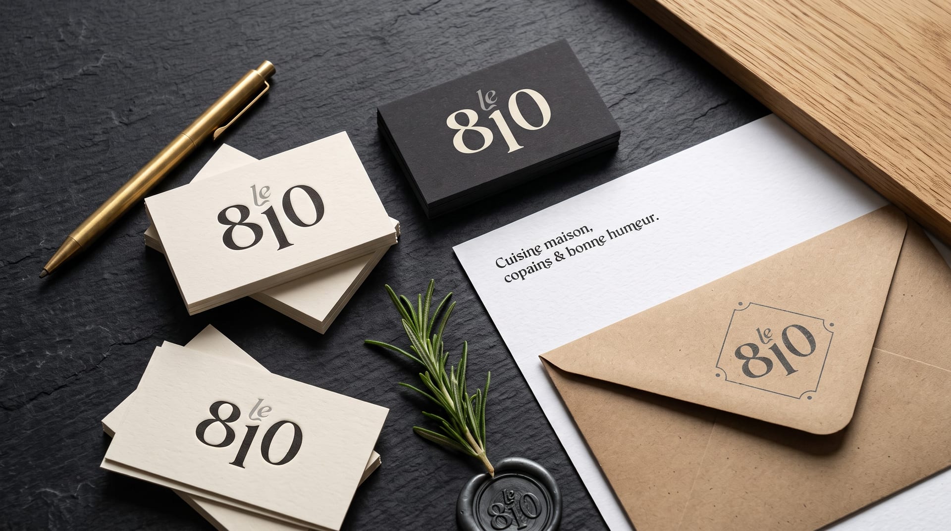 La papeterie : mise en situation du logo Le 810